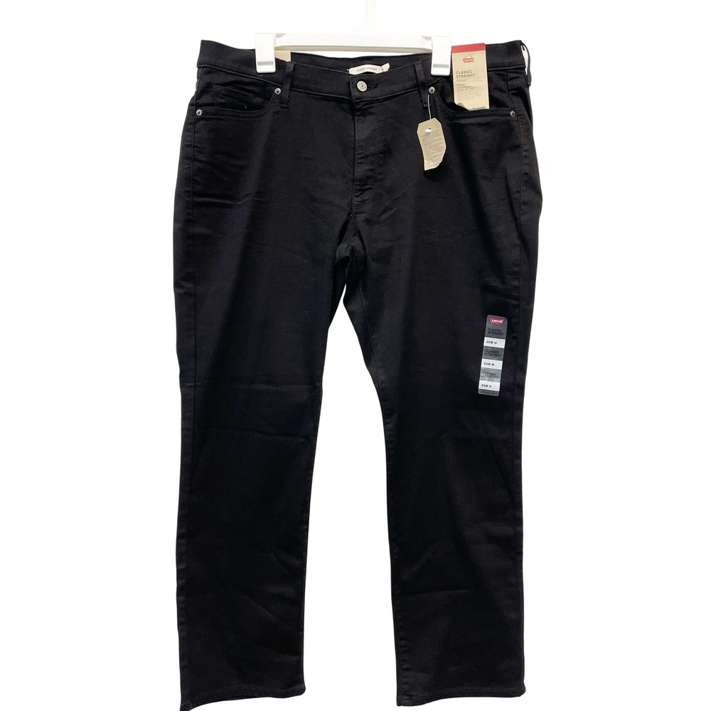 Levi's Women's Black Hypersoft Classic Mid Rise Straight Jeans Size 20W